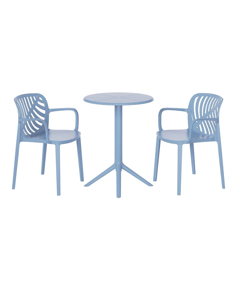 WestinTrends 3-Piece Outdoor Resin Patio Bistro Table Set with Stackable Dining Side Chairs For 2