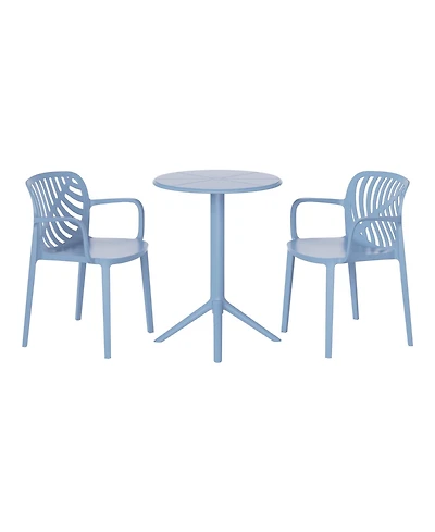 WestinTrends 3-Piece Outdoor Resin Patio Bistro Table Set with Stackable Dining Side Chairs For 2