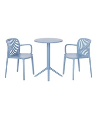 WestinTrends 3-Piece Outdoor Resin Patio Bistro Table Set with Stackable Dining Side Chairs For 2