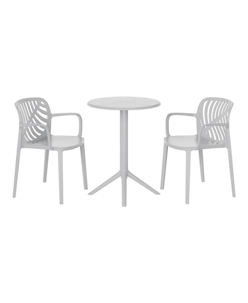 WestinTrends 3-Piece Outdoor Resin Patio Bistro Table Set with Stackable Dining Side Chairs For 2