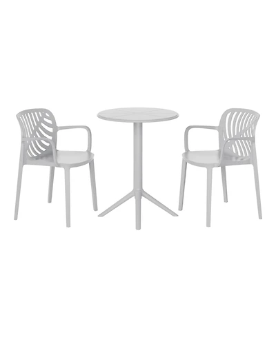 WestinTrends 3-Piece Outdoor Resin Patio Bistro Table Set with Stackable Dining Side Chairs For 2