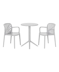 WestinTrends 3-Piece Outdoor Resin Patio Bistro Table Set with Stackable Dining Side Chairs For 2
