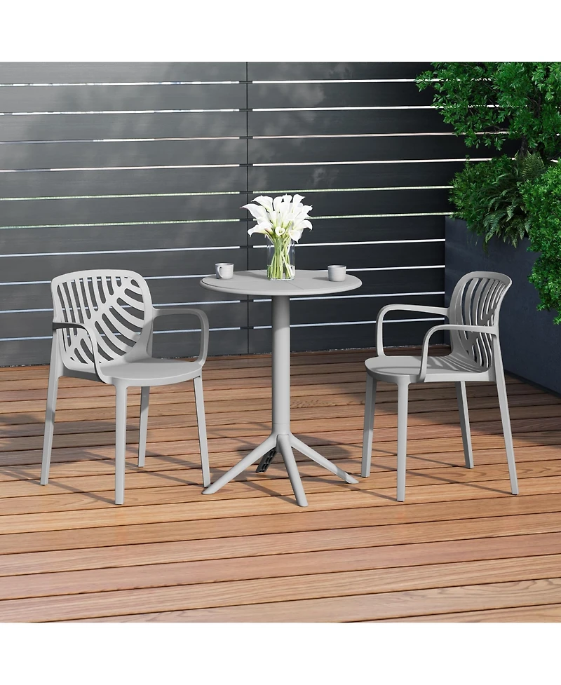 WestinTrends 3-Piece Outdoor Resin Patio Bistro Table Set with Stackable Dining Side Chairs For 2