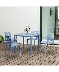 5-Piece Outdoor Square Dining Table Patio Set with Stackable Chairs