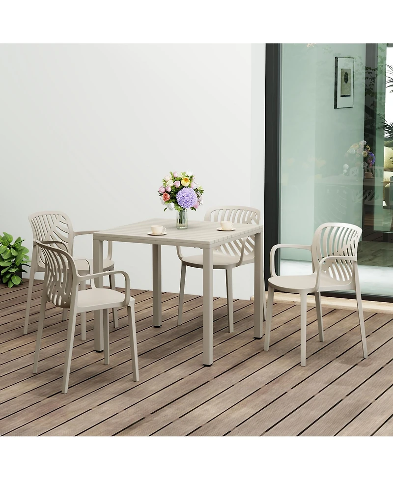 5-Piece Outdoor Square Dining Table Patio Set with Stackable Chairs
