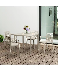 5-Piece Outdoor Square Dining Table Patio Set with Stackable Chairs