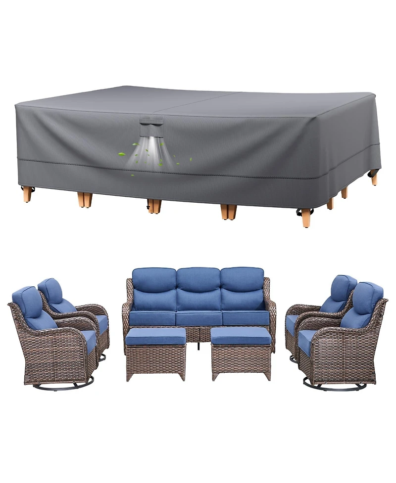 Pocassy Rectangle Patio Furniture Cover Waterproof Outdoor Dining Table and Chair Cover Anti-uv Outside Sectional Sofa Set Covers