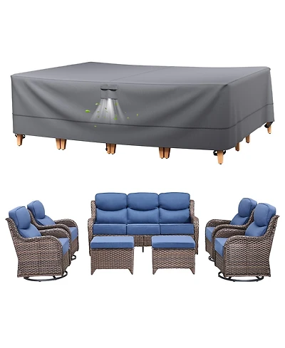 Pocassy Rectangle Patio Furniture Cover Waterproof Outdoor Dining Table and Chair Cover Anti-uv Outside Sectional Sofa Set Covers