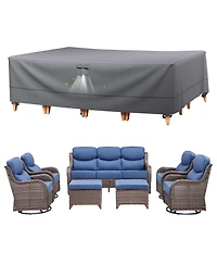 Pocassy Rectangle Patio Furniture Cover Waterproof Outdoor Dining Table and Chair Cover Anti-uv Outside Sectional Sofa Set Covers