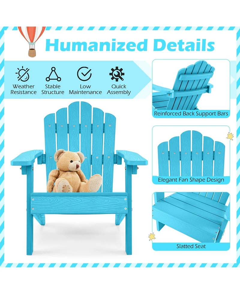 Gymax Adirondack Outdoor Chair for Kids with Tilted High Backrest