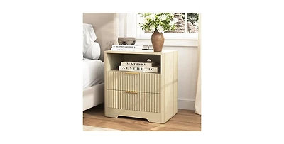 Lucky One 23" Width Smart Nightstand with Charging Station, Voice-Controlled Night Light