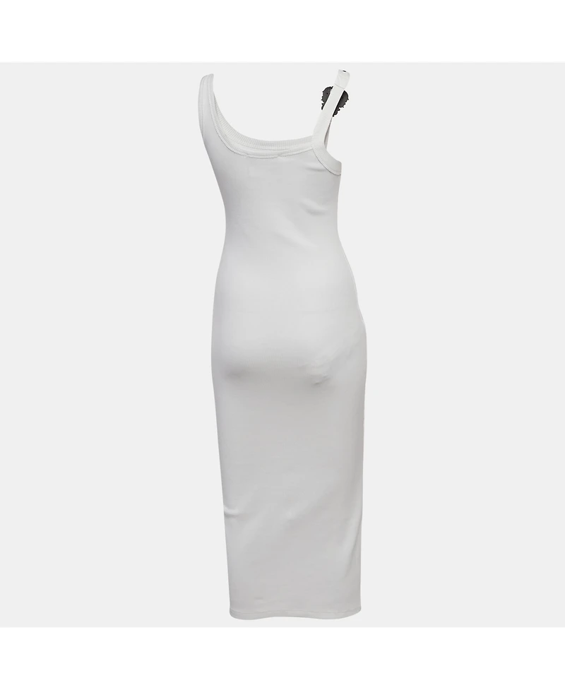 Pre-Owned Versace Women's Jeans Couture Rib Knit Buckle Strap Midi Dress
