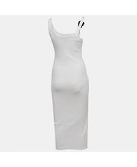 Pre-Owned Versace Women's Jeans Couture Rib Knit Buckle Strap Midi Dress