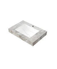 Busdays 30 Inch Sintered Stone Countertop with Undermount Ceramic Basin One Pre Drilled Faucet Hole No Cabinet No Faucet No Sink Cover