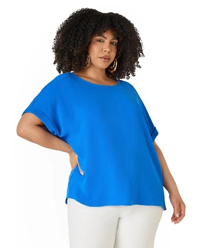 Ashley Stewart Plus Cuffed Textured Women's Top