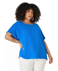Ashley Stewart Plus Cuffed Textured Women's Top