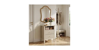Lucky One 18"W Fluted Nightstand with 2-Drawer and Gold Knobs