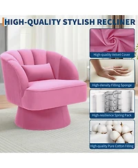 gaomon Modern Swivel Barrel Accent Chair, 360degree(s) Teddy Fabric Upholstered Armchair with Striped Backrest and Plush Padding for Living Room