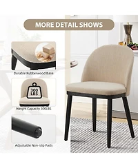 homfan Upholstered Dining Chairs Set of 4, Modern Fabric Room Kitchen Side Chair with Thick Padded Seat and Wood Legs