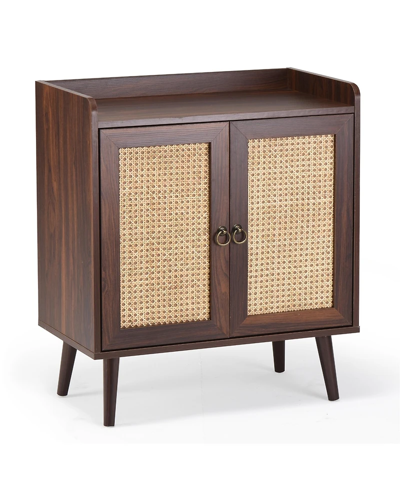 Clihome Storage Sideboard Buffet Cabinet with Rattan Decorated Doors