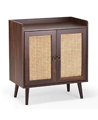 Clihome Storage Sideboard Buffet Cabinet with Rattan Decorated Doors