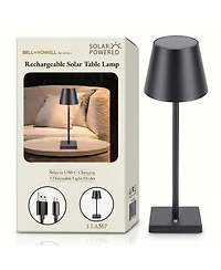Bell + Howell Modern Design Solar Rechargeable Led Light with 3 Dimmable Modes Portable Table Lamp