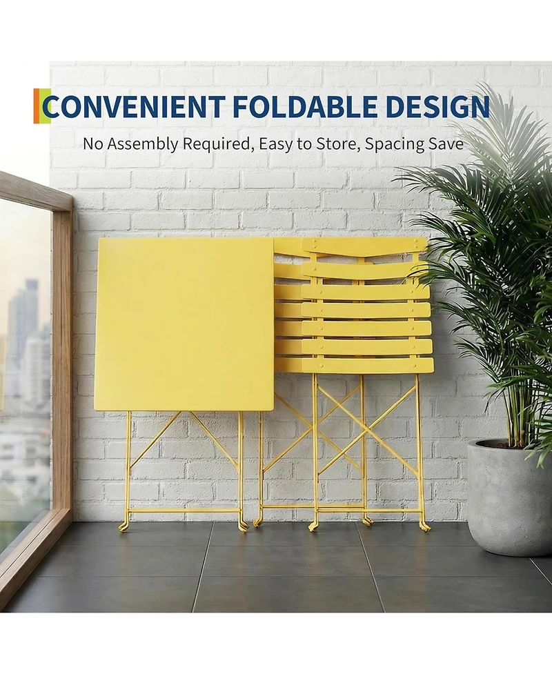 gaomon 3 Piece Metal Folding Patio Bistro Table and Chairs Set