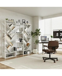 gaomon Triple 6 Tier Bookshelf, Large Bookcase Industrial Bookshelf with 24 Open Display Shelves, Industrial Tree Bookshelf