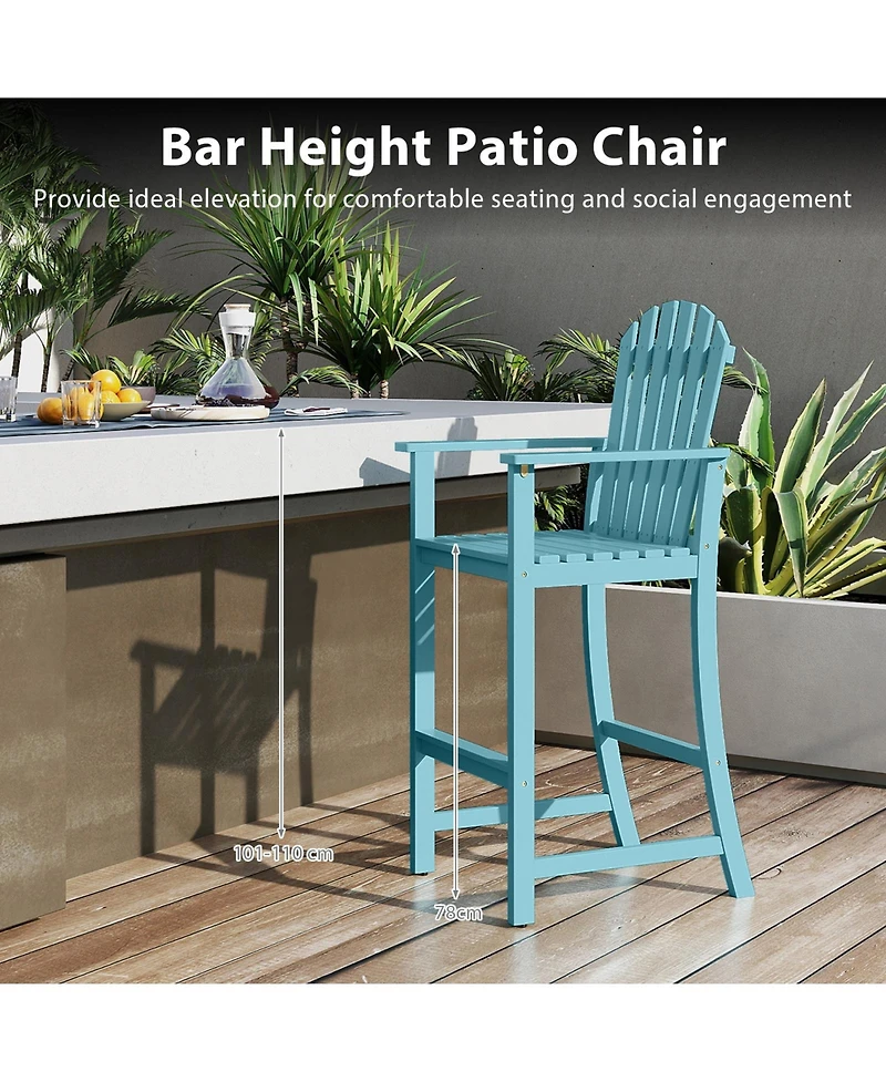 Gymax 4 Piece Tall Adirondack Chair w/Back Armrests and Footrest for Balcony Porch Deck