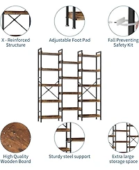 gaomon Book Shelf, 5 Tier Bookshelf, Wood Bookcase with 14 Open Display Shelves