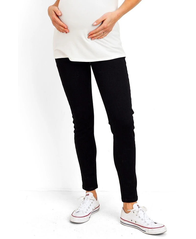 Hello Miz Women's Maternity Over the Belly Skinny Jeans with Pockets