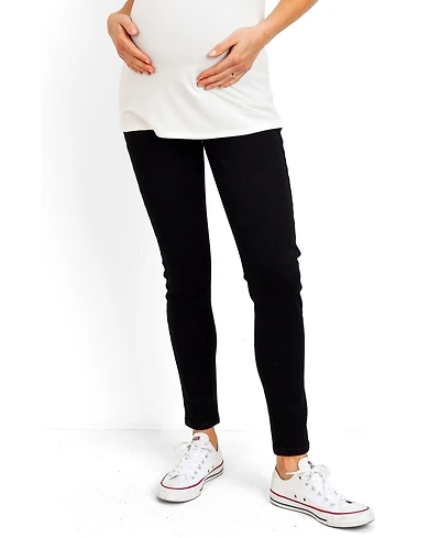Hello Miz Women's Maternity Over the Belly Skinny Jeans with Pockets