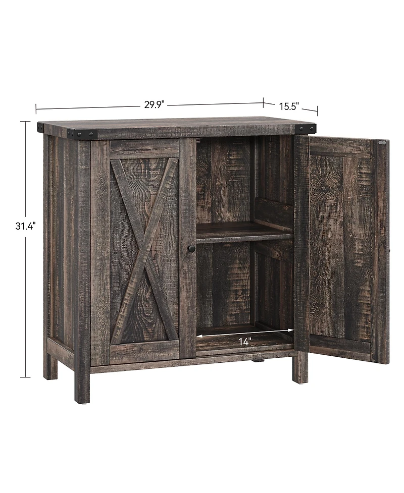 homfan X-Shaped Double Door Sideboard Cabinet, Accent Buffet Server with Storage Shelves for Dining Room Living