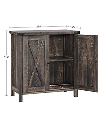 homfan X-Shaped Double Door Sideboard Cabinet, Accent Buffet Server with Storage Shelves for Dining Room Living