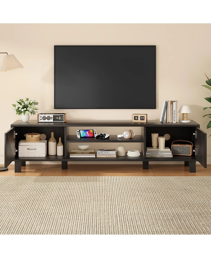 Clihome Modern Large Tv Stand with Storage and Open Shelves