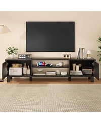 Clihome Modern Large Tv Stand with Storage and Open Shelves