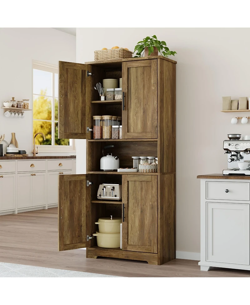 gaomon 70 Inch Kitchen Storage Freestanding Pantry Cabinet for Dining Room, Living Room, Bathroom with Shelf