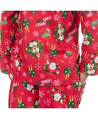 Elf Girls Pajamas Christmas Movie 7-16 I Know Him Coat Front 2-Piece Flannel Lounge Pajama Pant Set