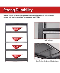 Boyel Living 78"H 5 Tier Metal Shelves for Storage Garage Shelving 2000LBS Heavy Duty Storage Shelves