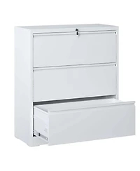 Boyel Living Lateral File Cabinet 3 Drawer, White Filing Cabinet with Lock, Lockable File Cabinet for Home Office