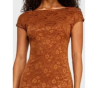 B Darlin Juniors' Boat Neck Chenille Lace Midi Dress