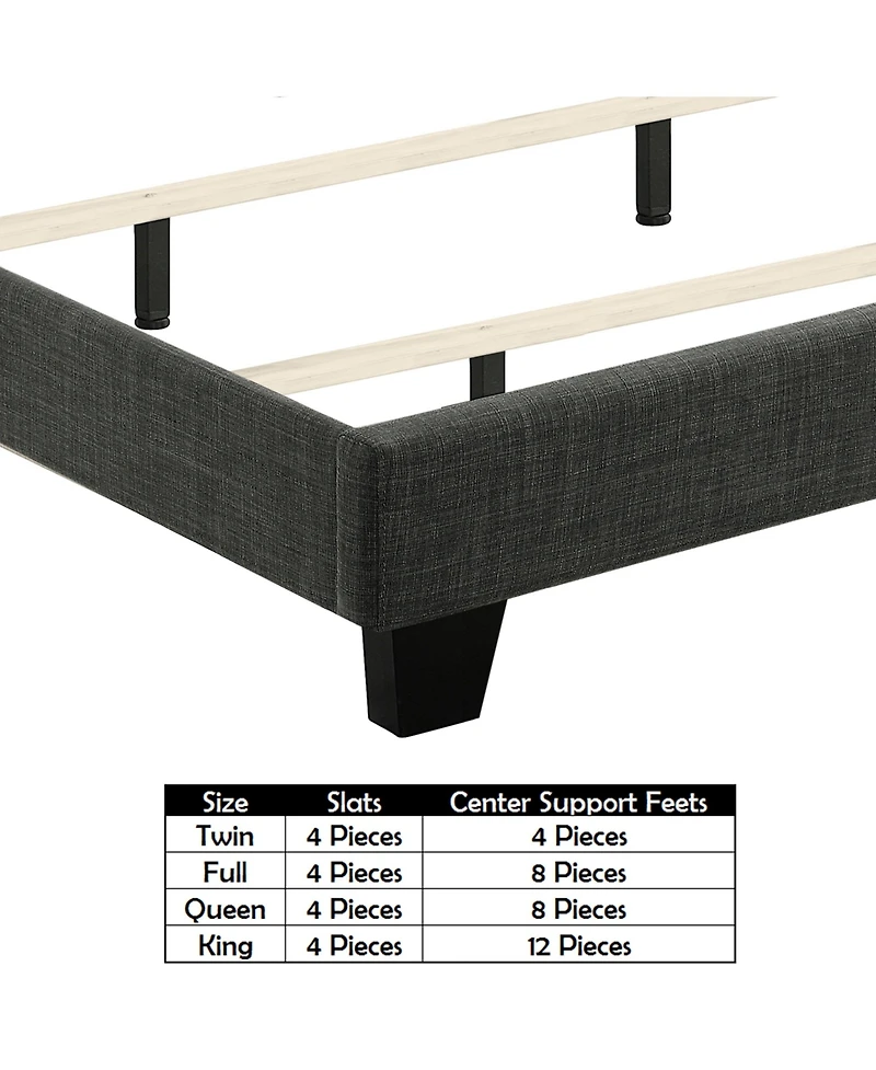 Boyel Living Modern Upholstered Bed Frame with Curved Tufted Headboard Platform Bed with Solid Wood Frame
