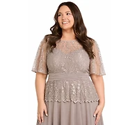 R & M Richards Plus Lace Bodice Gown