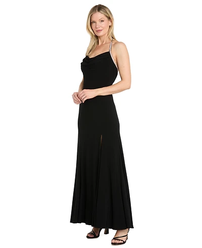 R & M Richards Petite Halter Neck Sleeveless Gown