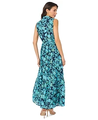 CeCe Women's Sleeveless Collared Tiered Midi Dress