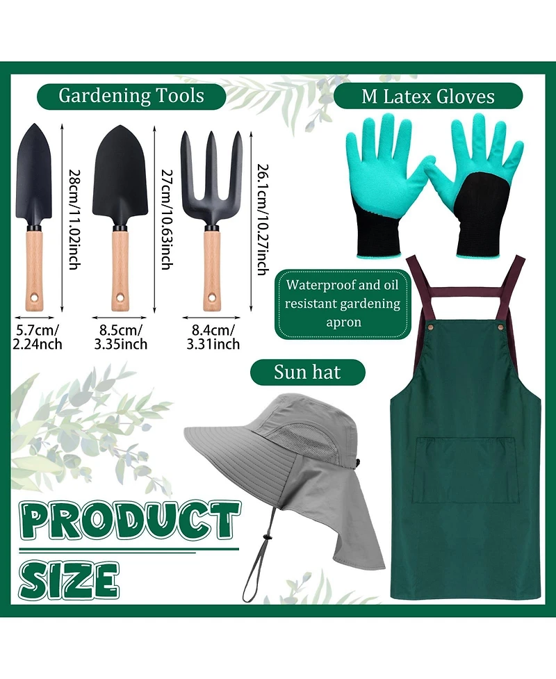 Xdovet Gardening Gifts Set 9Pieces Hat Tote Tumbler Apron Gloves Key Chain Tools
