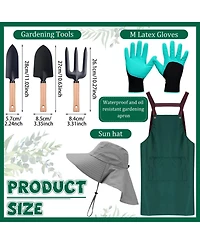 Xdovet Gardening Gifts Set 9Pieces Hat Tote Tumbler Apron Gloves Key Chain Tools