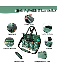 Xdovet Garden Tool Bag Oxford Tote Hard Bottom Adjustable Strap