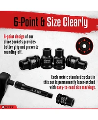 Xdovet 1/2inch Drive Impact Socket Set Metric Wrench Heavy Duty Standard Deep Shallow Ratchet Handle Extension Bar Universal Joint