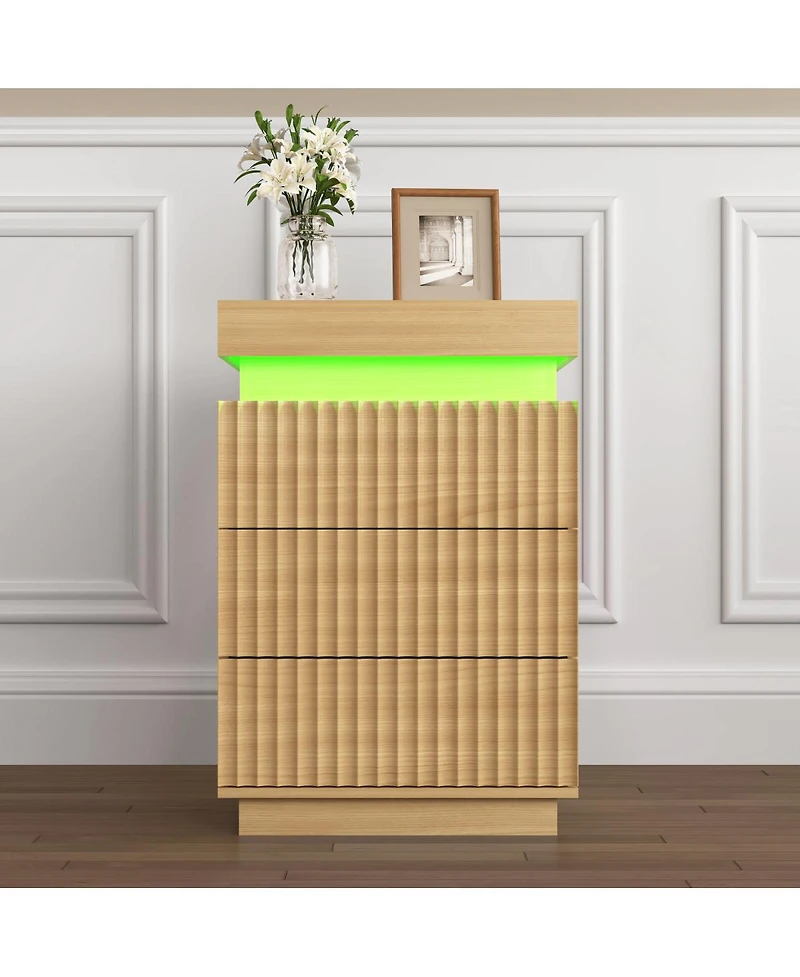 Streamdale Furniture (Set of 2) Led End Table with Usb-c Charging Station and 2 Drawers